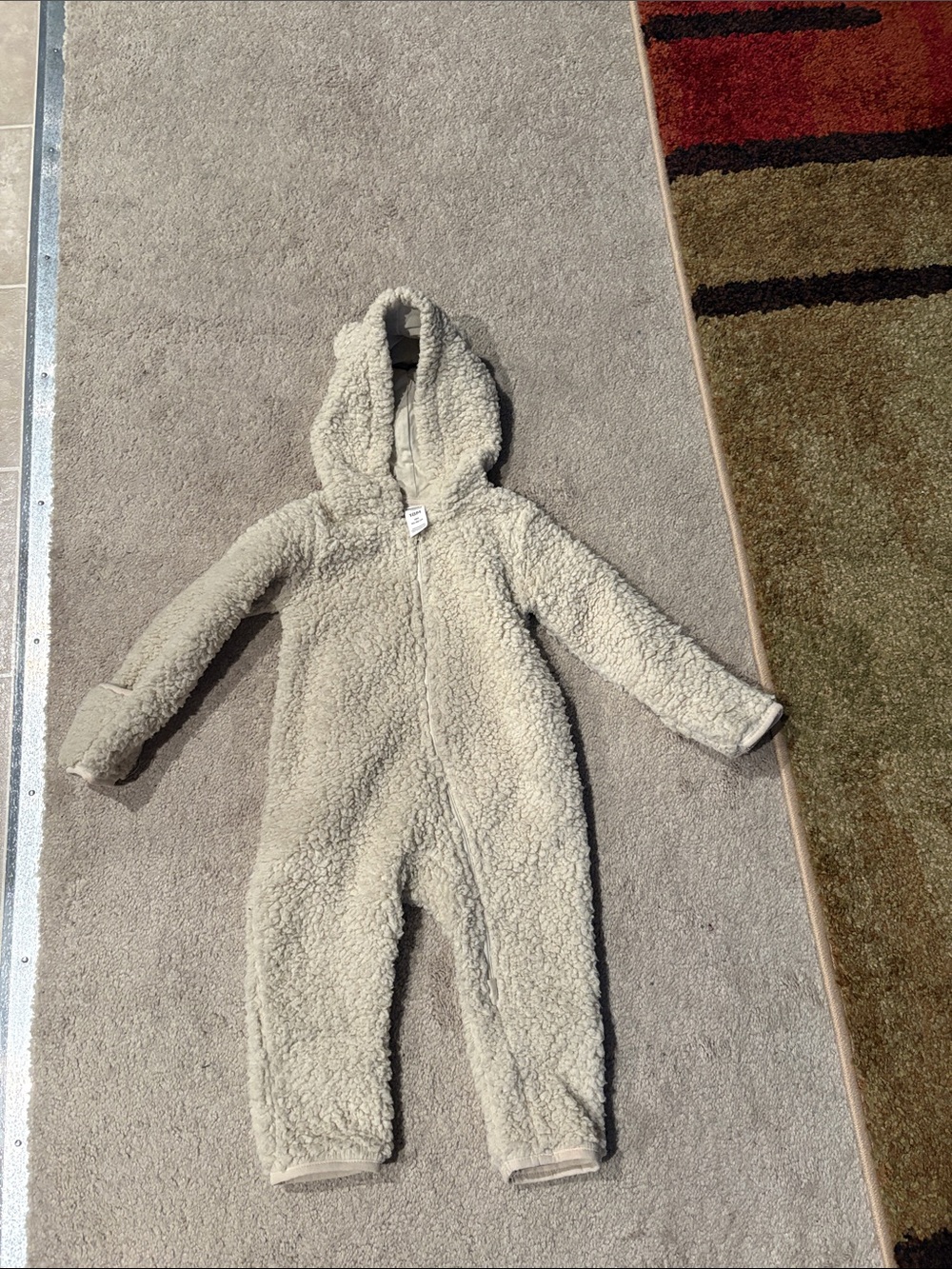 Plush Cream Hooded Footie One-Piece for Kids